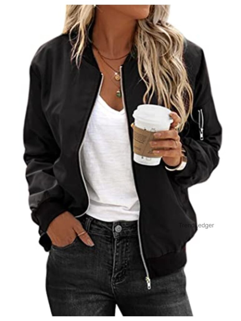 Zeagoo Women Bomber Jacket Lightweight Quilted Zip Up Casual Coat with Pockets